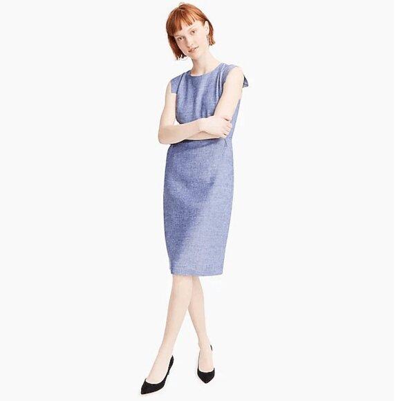 EUC J.Crew Resume Dress in Blue, Linen Blend, Sz. 6 - Picture 1 of 14